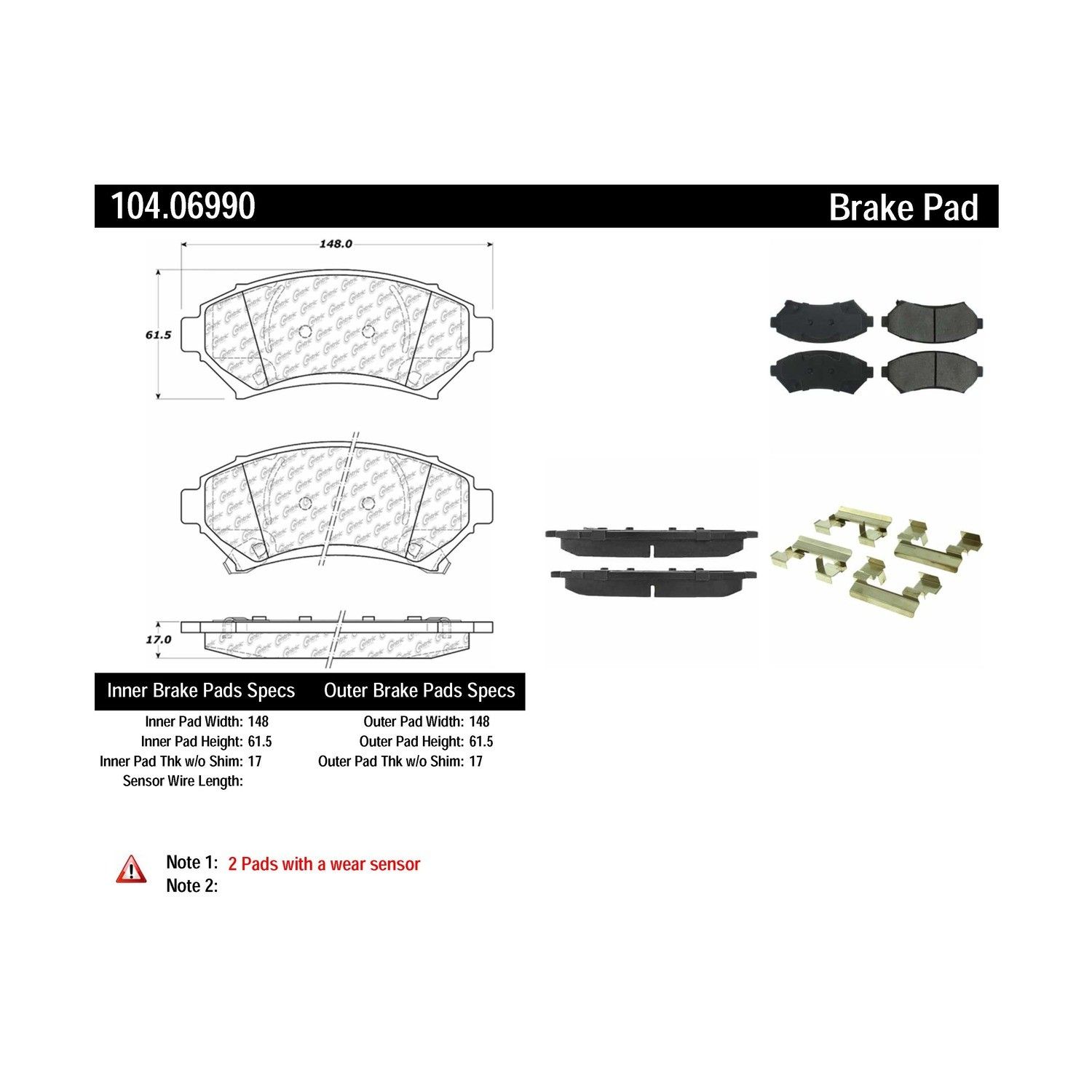 2005, 2004, 2003, 2002, 2001, 2000, 1999, 1998, 1997 Chevrolet Venture Disc Brake Pad Set