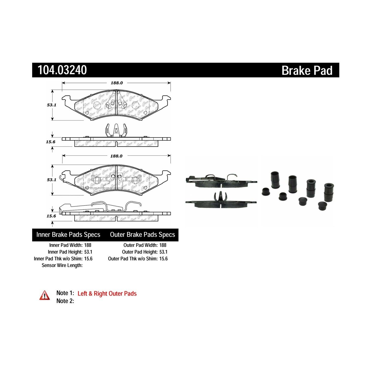 1992, 1991, 1990, 1989, 1988, 1987, 1986 Mercury Sable Disc Brake Pad Set