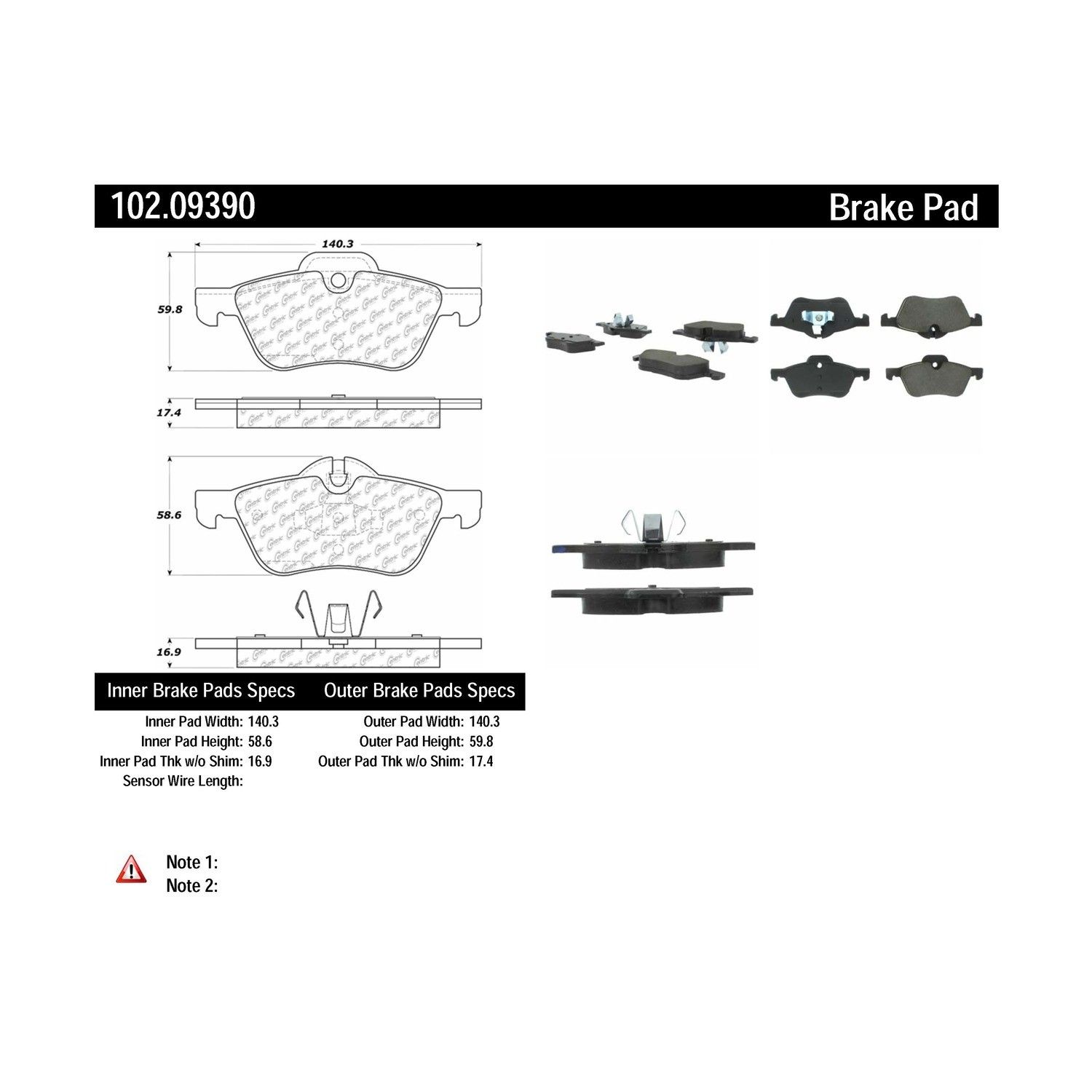 2008, 2007, 2006, 2005, 2004, 2003, 2002 Mini Cooper Disc Brake Pad Set