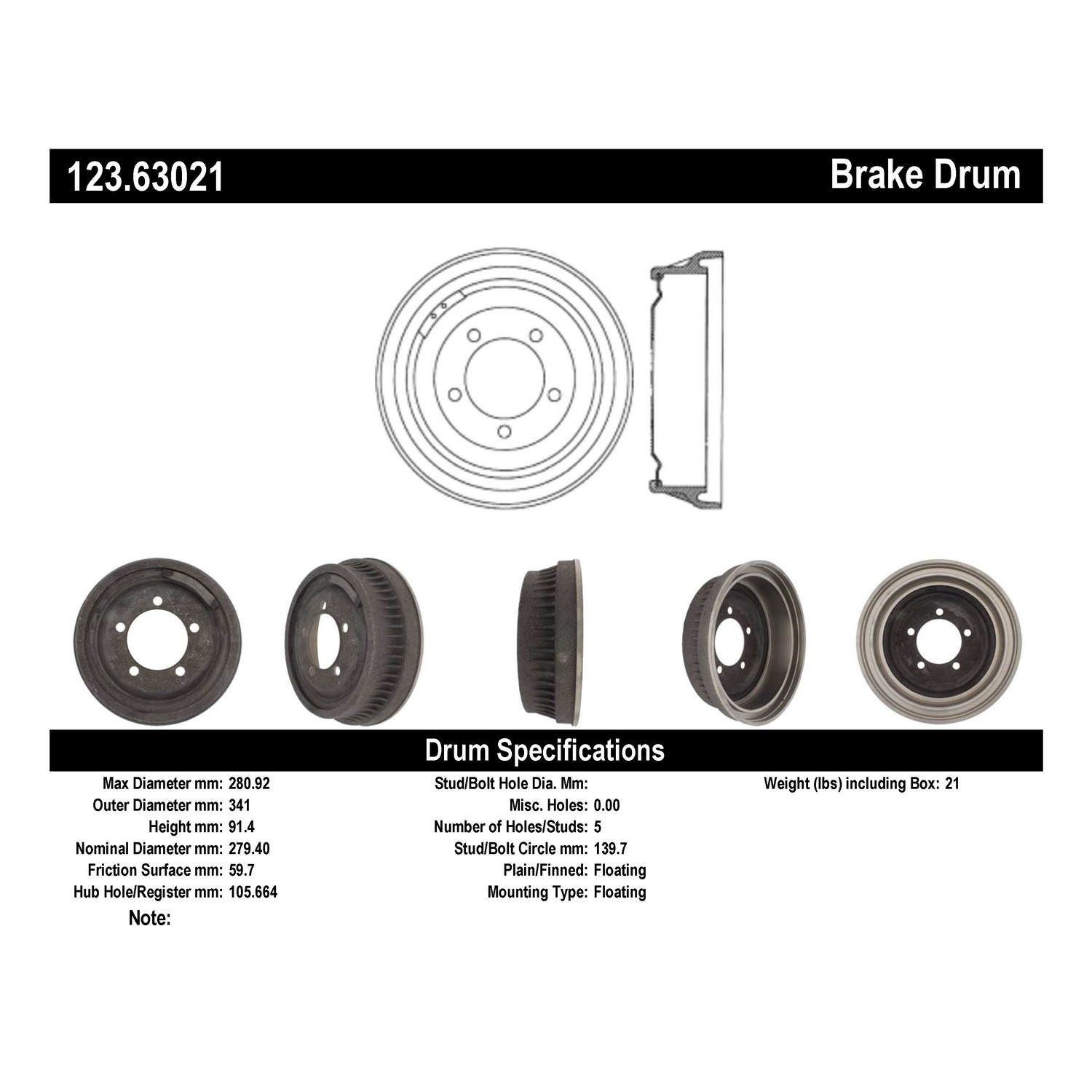 1978, 1977, 1976 Jeep CJ7 DJ5 Brake Drum