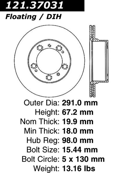 2004, 2003, 2002, 2001, 2000, 1999, 1998, 1997 Porsche Boxster Disc Brake Rotor