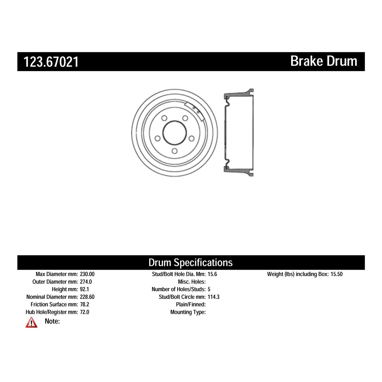 2001, 2000, 1999, 1998, 1997, 1996, 1995, 1994, 1993, 1992, 1991, 1990 Jeep Cherokee Brake Drum