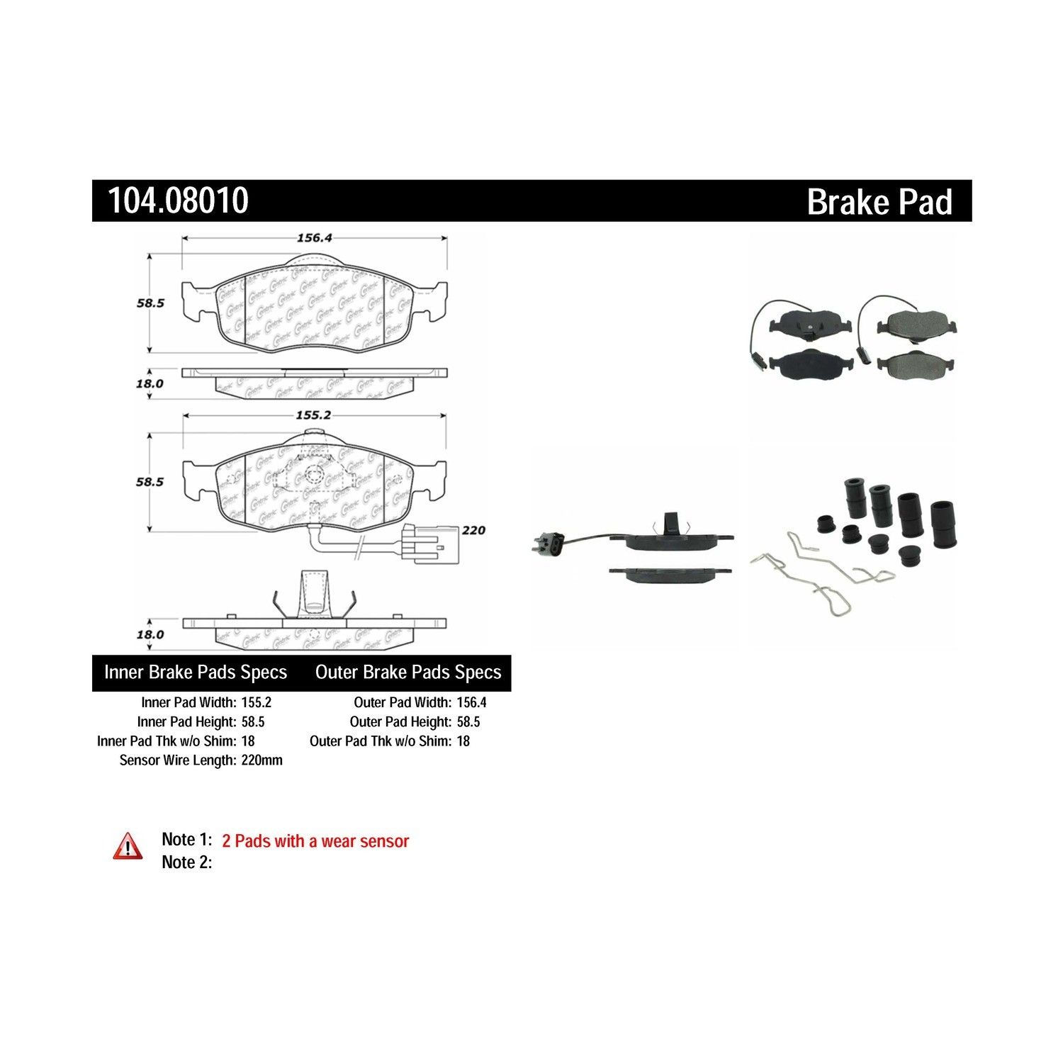 2000, 1999, 1998 Ford Contour Disc Brake Pad Set