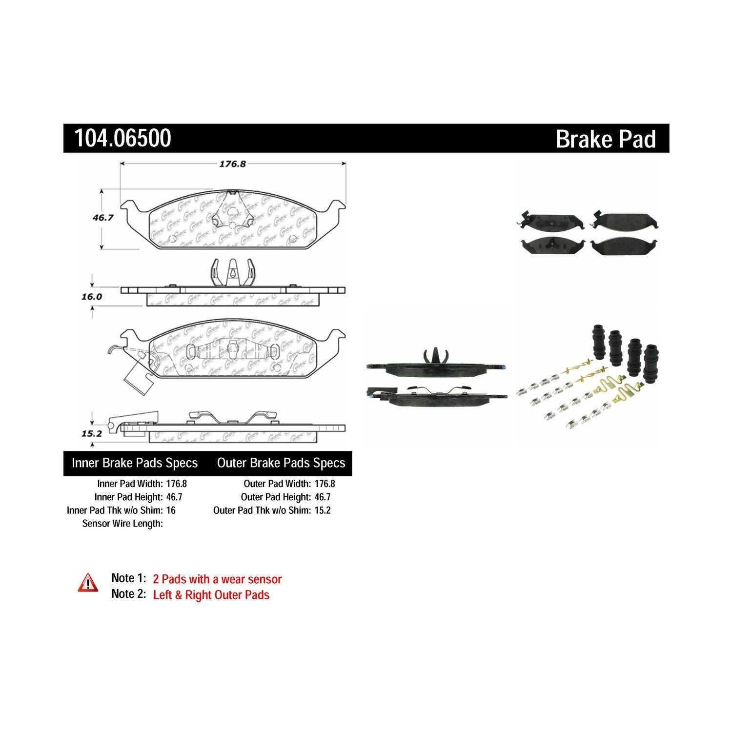 2000, 1999, 1998, 1997, 1996, 1995 Dodge Stratus Disc Brake Pad Set