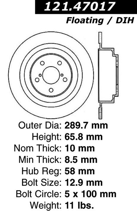 2004, 2003, 2002, 2001, 2000 Subaru Outback Disc Brake Rotor