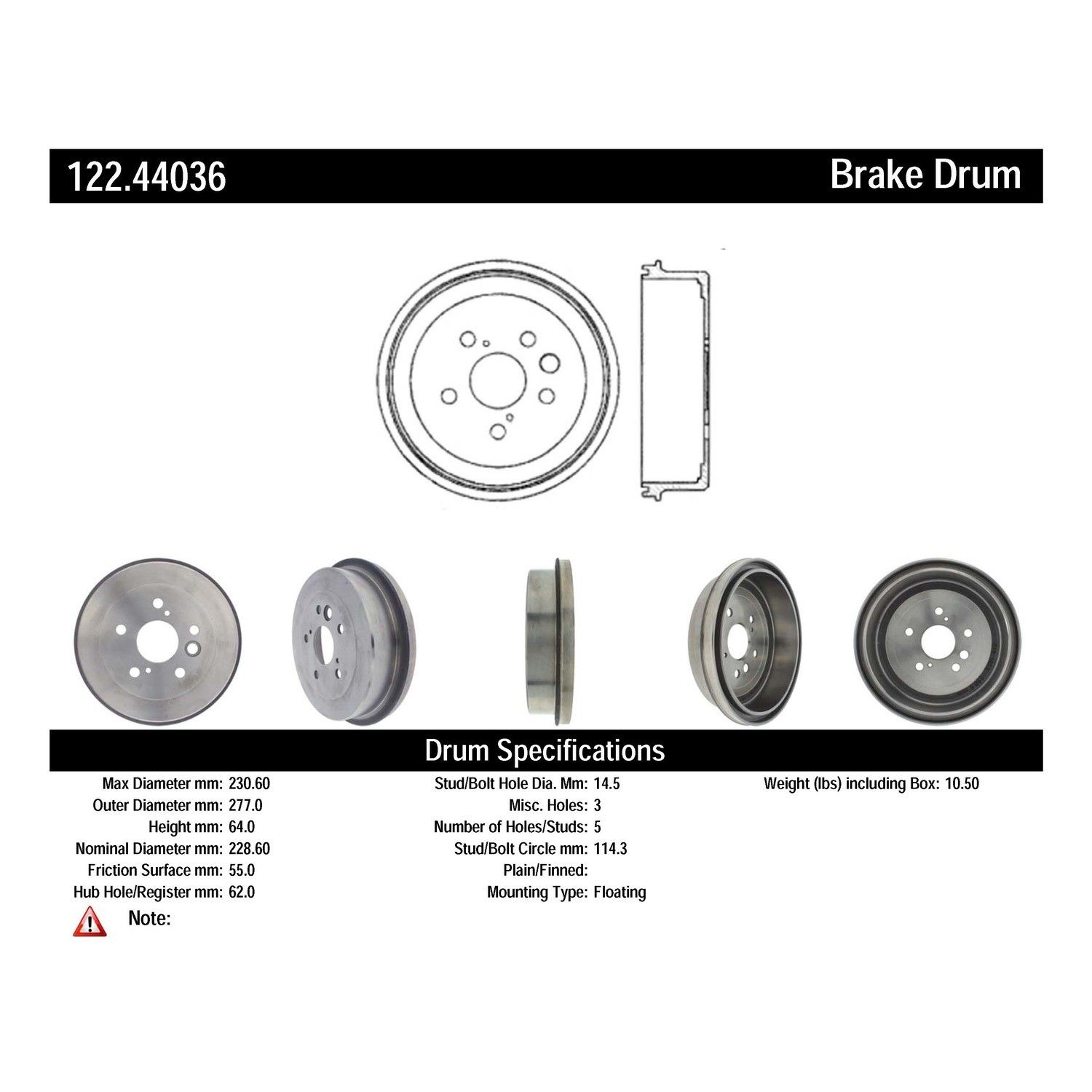 2005, 2004, 2003, 2002, 2001, 2000, 1999, 1998, 1997, 1996 Toyota RAV4 Brake Drum