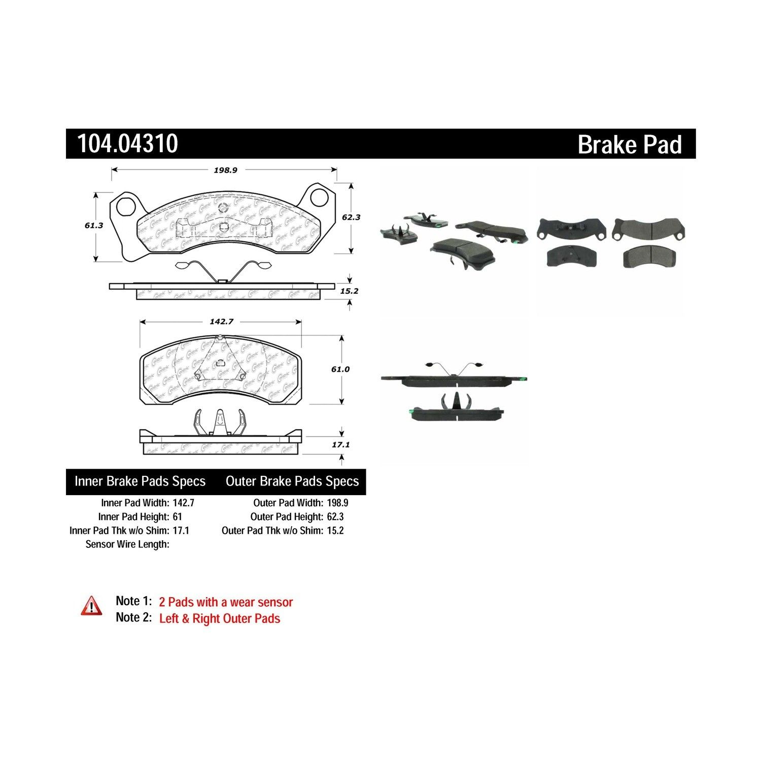 1993, 1992, 1991, 1990, 1989, 1988, 1987 Ford Mustang Disc Brake Pad Set