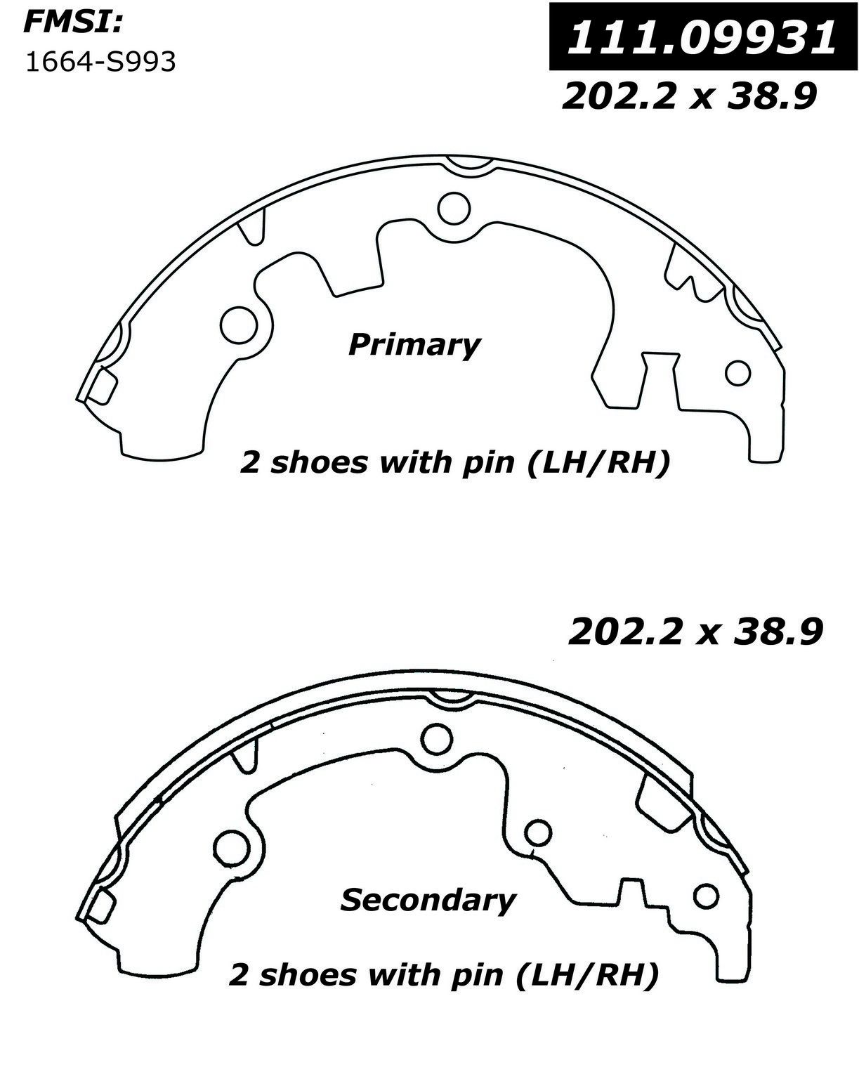 2009, 2008, 2007, 2006, 2005 Ford Fiesta Drum Brake Shoe