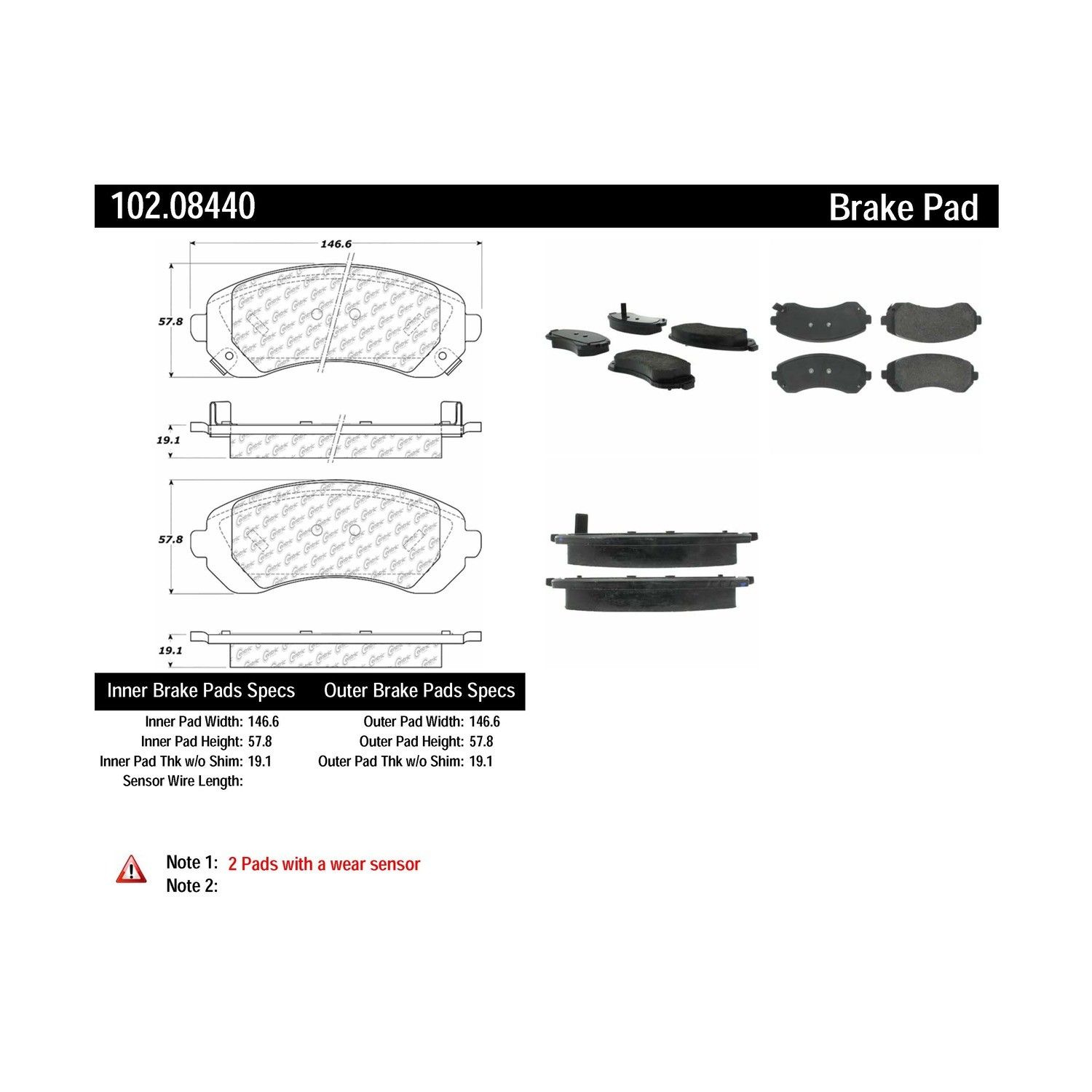 2005, 2004, 2003, 2002, 2001 Pontiac Aztek Disc Brake Pad Set