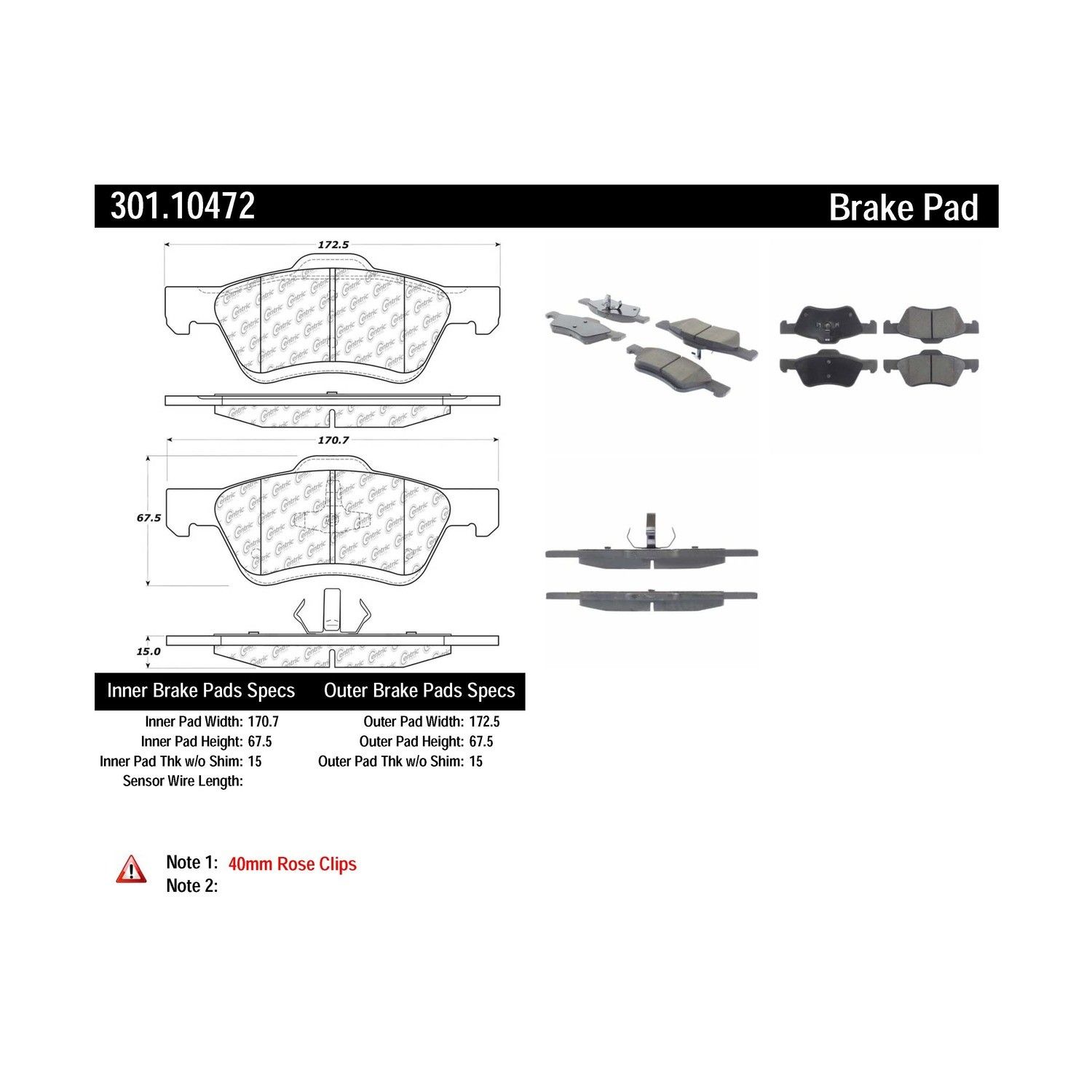2012, 2011, 2010, 2009 Ford Escape Disc Brake Pad Set