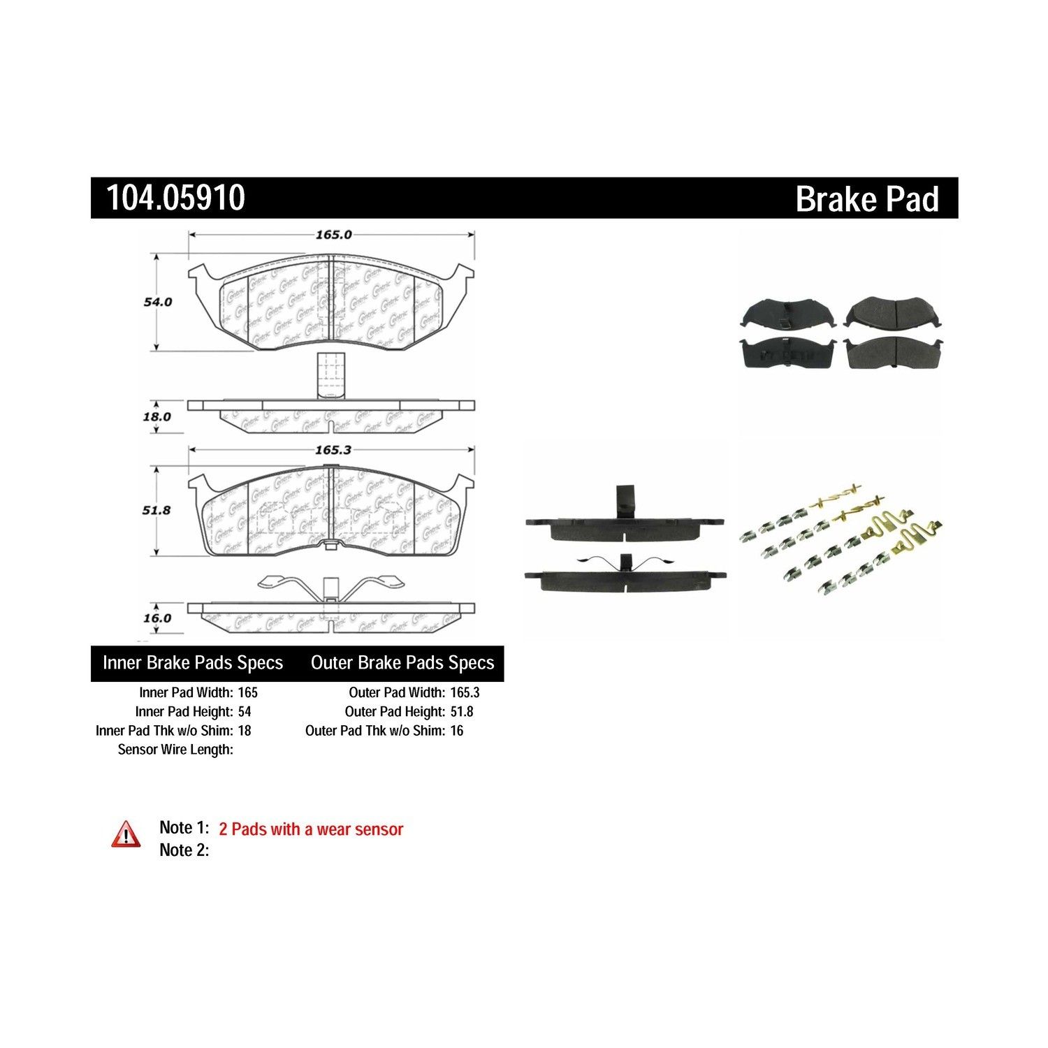 1997, 1996, 1995, 1994, 1993 Dodge Intrepid Disc Brake Pad Set