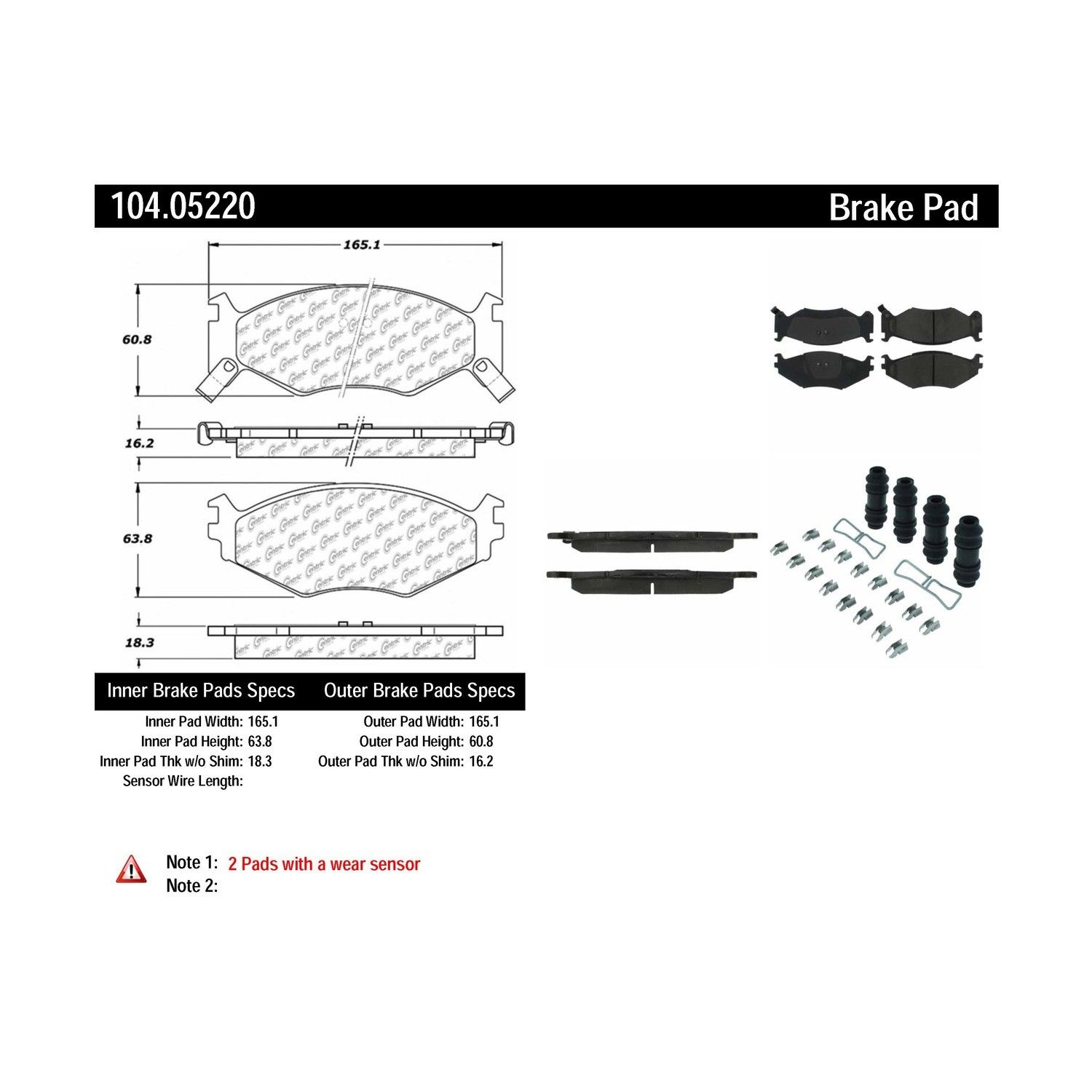 1995, 1994, 1993, 1992, 1991 Dodge Caravan Disc Brake Pad Set