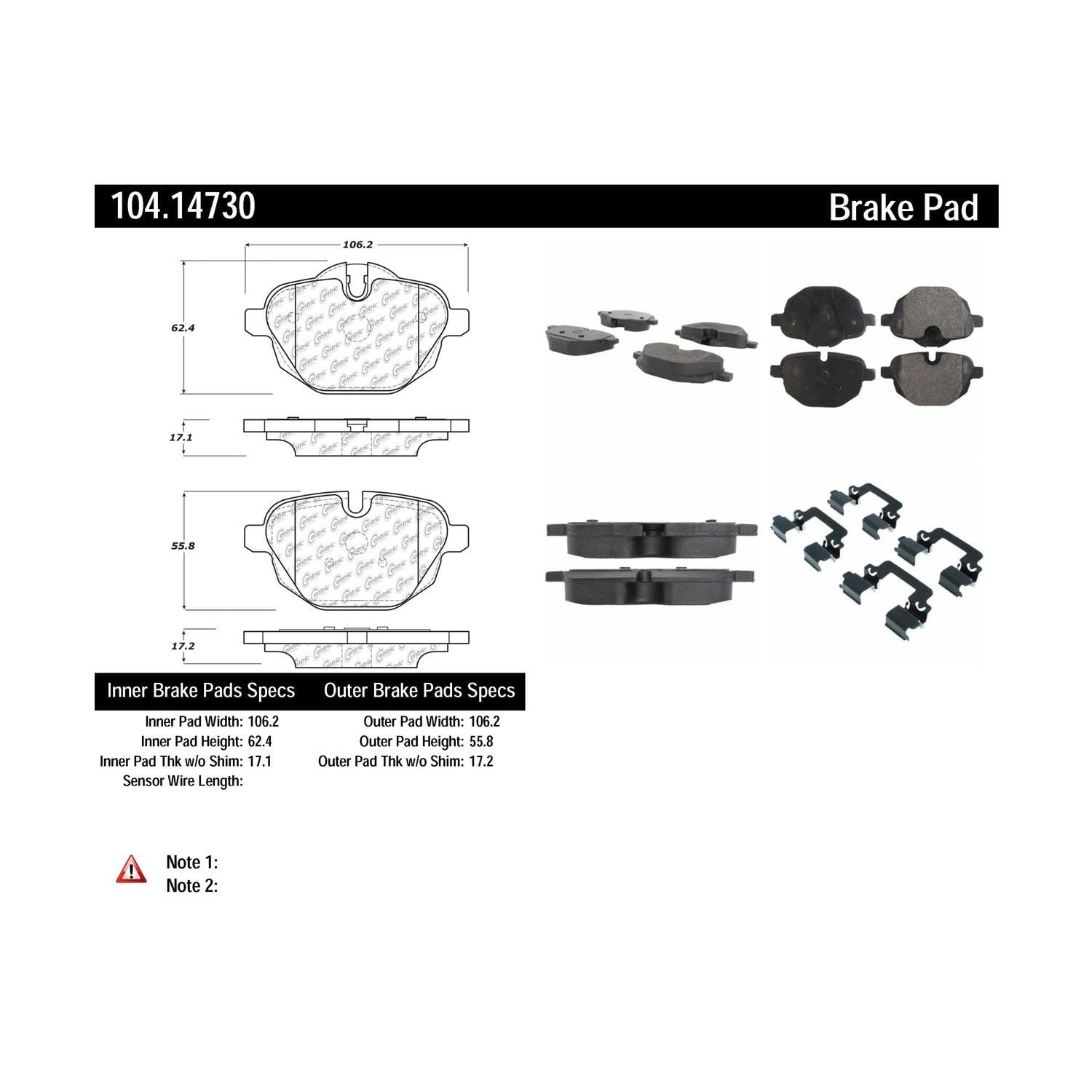 2011-2016 BMW 528i Disc Brake Pad Set Centric