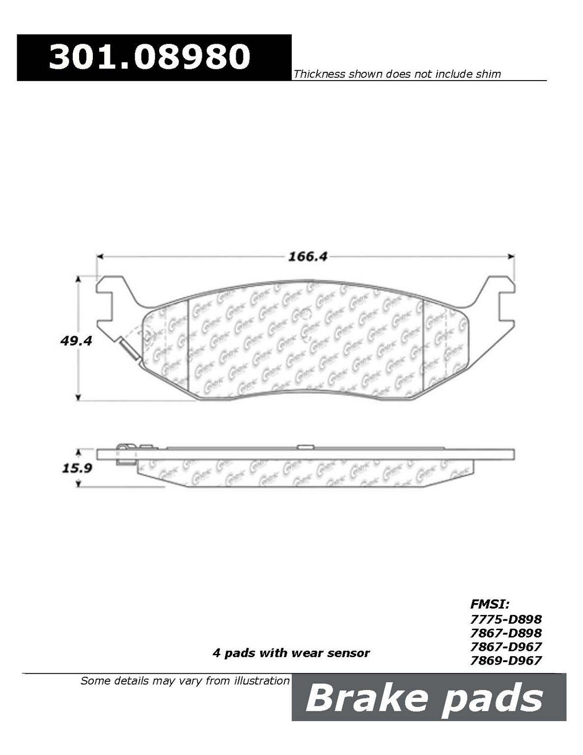 2009, 2008, 2007, 2006, 2005, 2004, 2003 Dodge Durango Disc Brake Pad Set