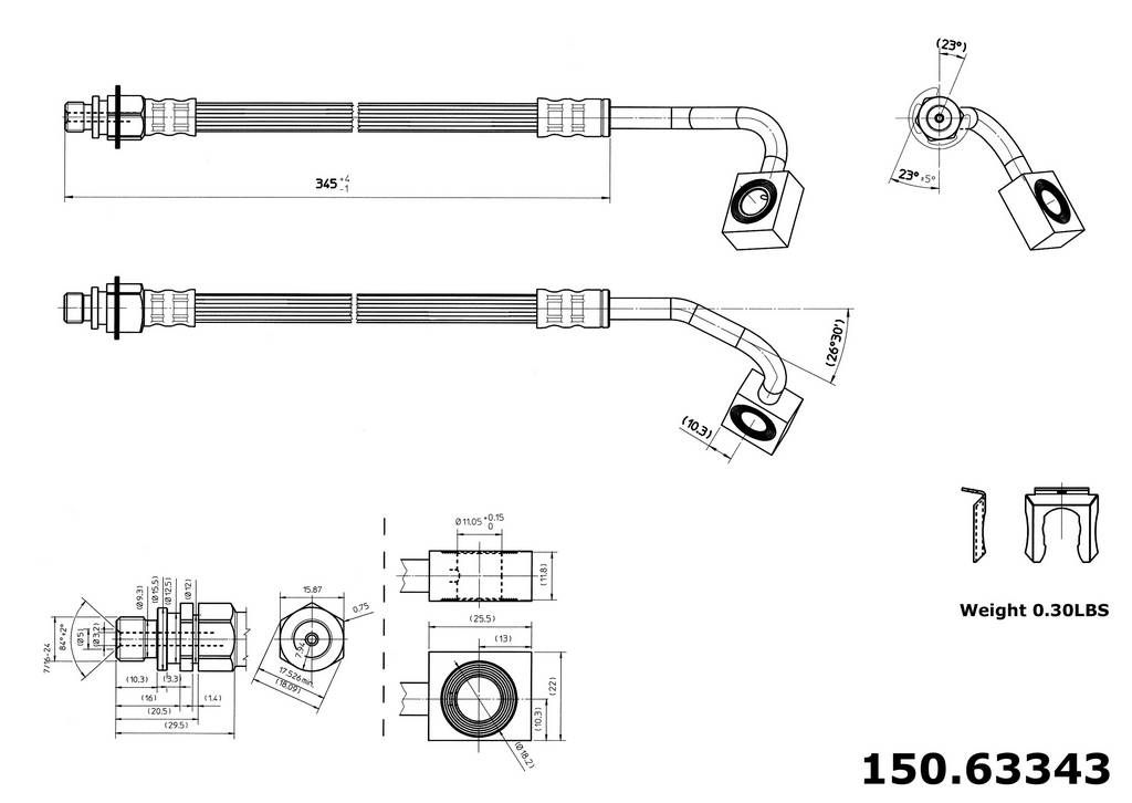 2002, 2001, 2000, 1999, 1998 Dodge Intrepid Brake Hydraulic Hose