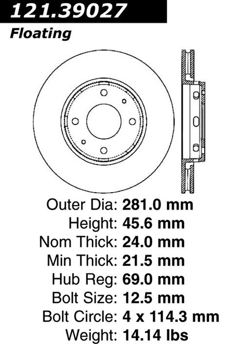2012, 2011, 2010, 2009, 2008, 2007, 2006, 2005, 2004, 2003, 2002, 2001, 2000, 1999 Volvo S40 Disc Brake Rotor