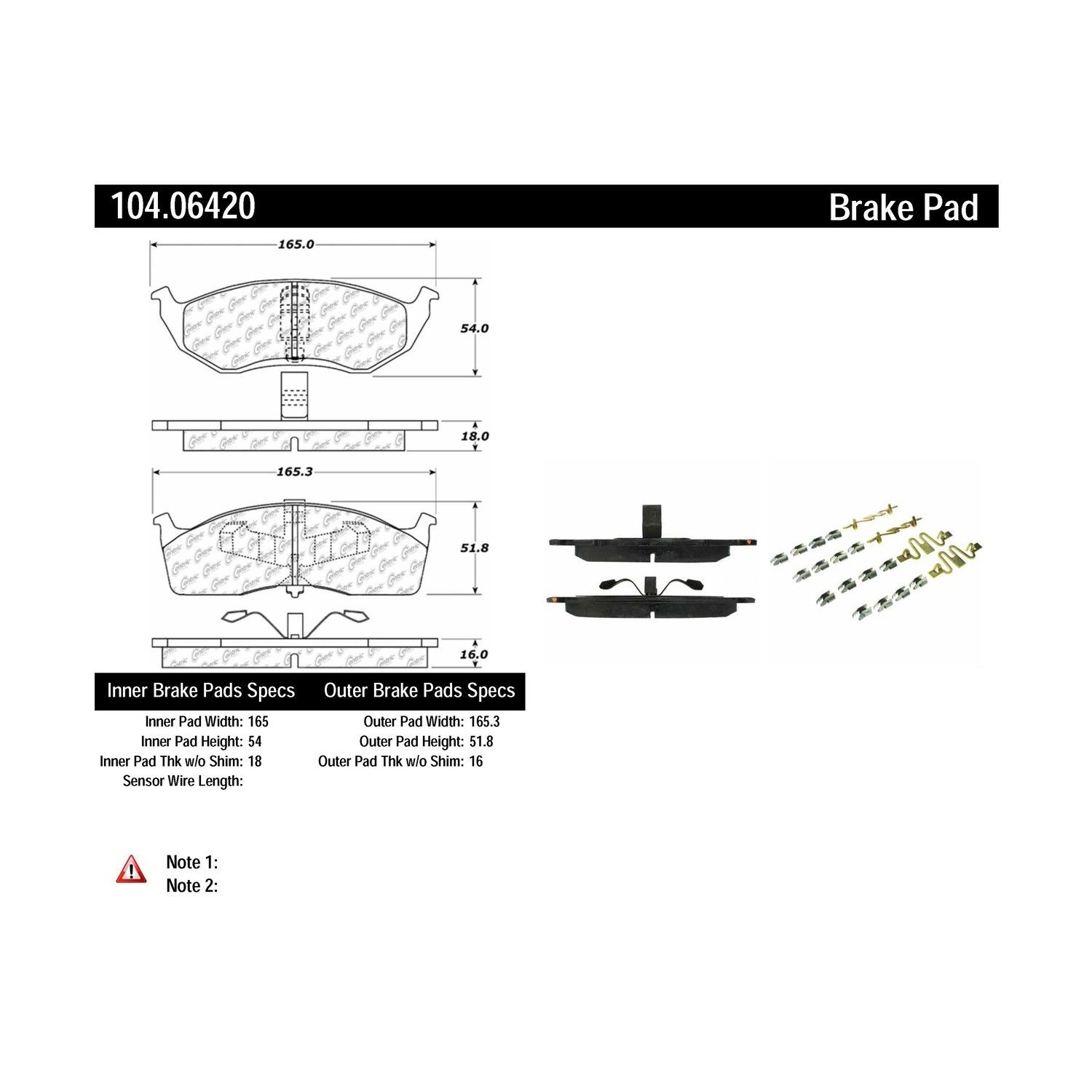 2005, 2004, 2003, 2002, 2001, 2000, 1999, 1998, 1997, 1996, 1995 Dodge Neon Disc Brake Pad Set