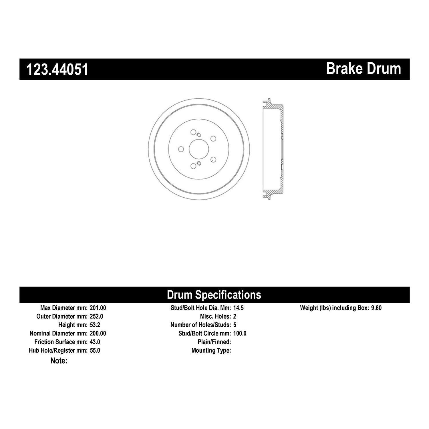 2009 Toyota Prius Brake Drum