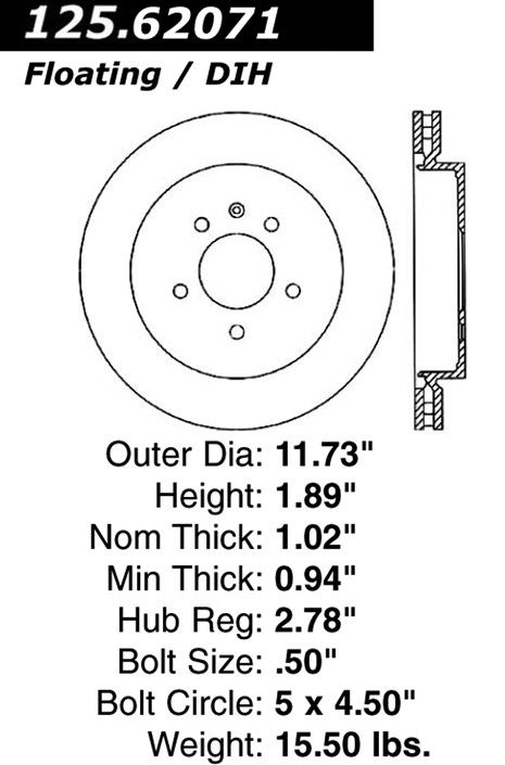 2011, 2010, 2009, 2008, 2007, 2006, 2005 Cadillac STS Disc Brake Rotor