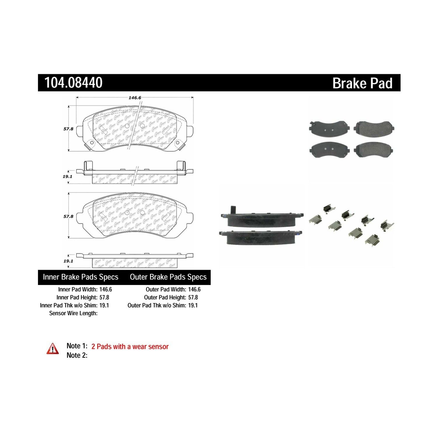 2005, 2004, 2003, 2002, 2001 Pontiac Aztek Disc Brake Pad Set