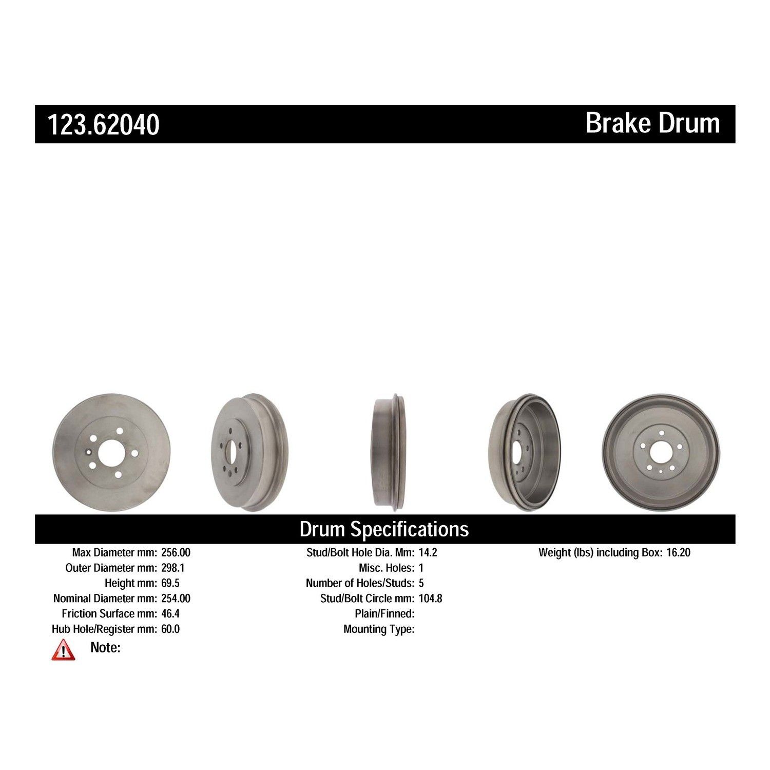 2015, 2014, 2013, 2012, 2011, 2010 Chevrolet Cruze Brake Drum