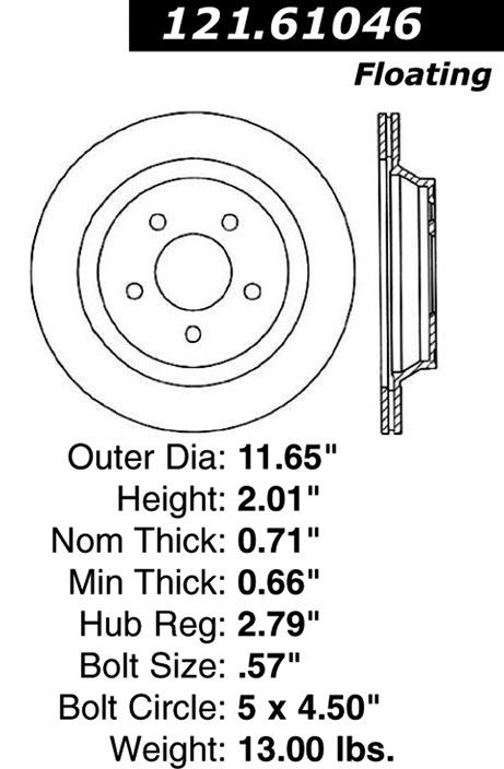 2004, 2003, 2002, 2001, 2000, 1999, 1998, 1997, 1996, 1995, 1994 Ford Mustang Disc Brake Rotor