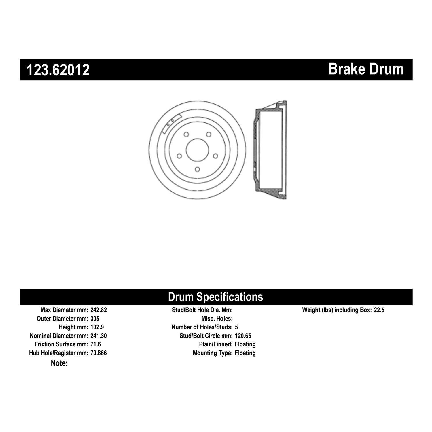1968, 1967, 1966 Pontiac GTO Sport Brake Drum