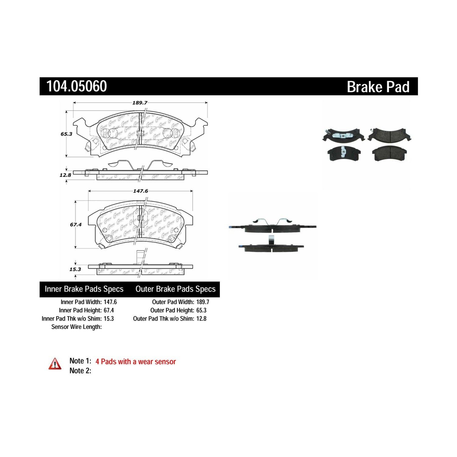 2005, 2004, 2003, 2002, 2001, 2000, 1999, 1998, 1997, 1996, 1995 Pontiac Sunfire Disc Brake Pad Set