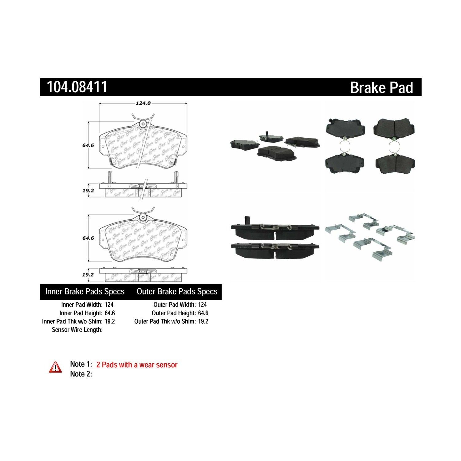 2005, 2004, 2003 Dodge Neon Cruiser Disc Brake Pad Set