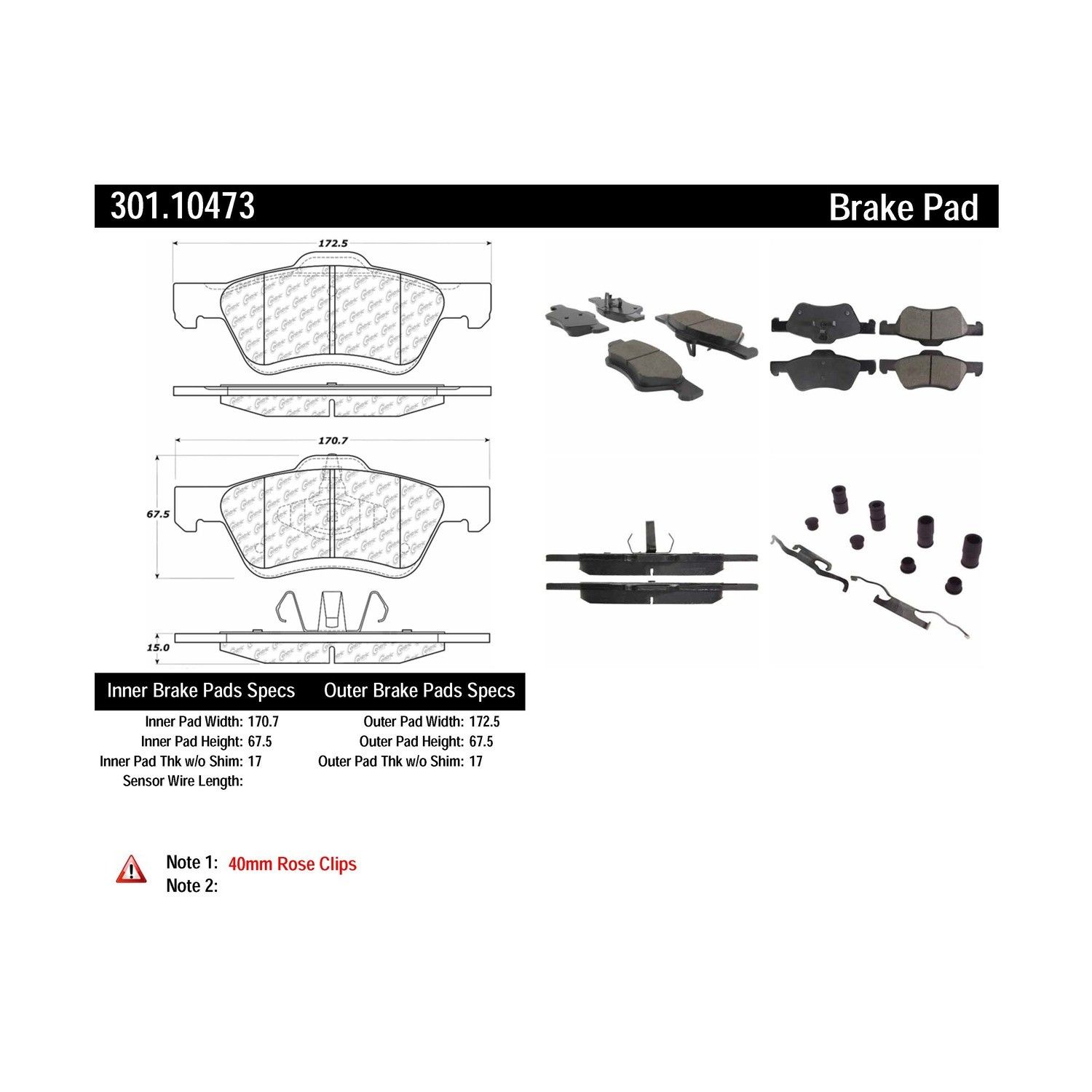 2012, 2011, 2010, 2009 Ford Escape Disc Brake Pad Set