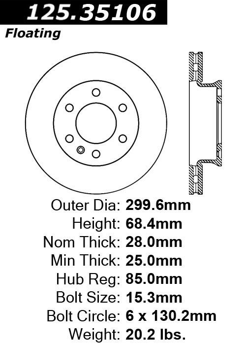 2018, 2017, 2016, 2015, 2014, 2013, 2012, 2011, 2010, 2009, 2008, 2007 Freightliner Sprinter 3500 2500 Disc Brake Rotor