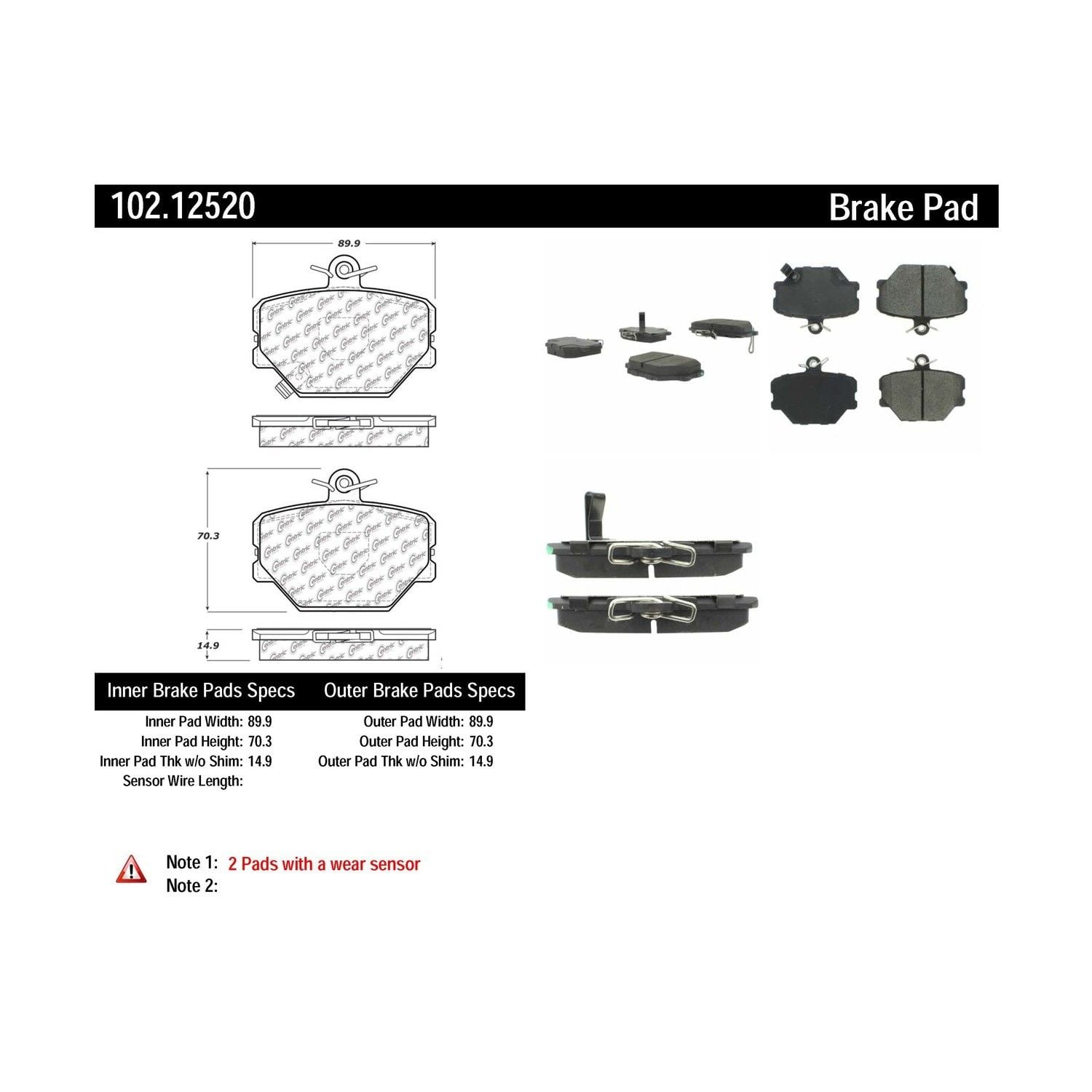 2015, 2014, 2013, 2012, 2011, 2010, 2009, 2008, 2007, 2006, 2005 Smart Fortwo Disc Brake Pad Set