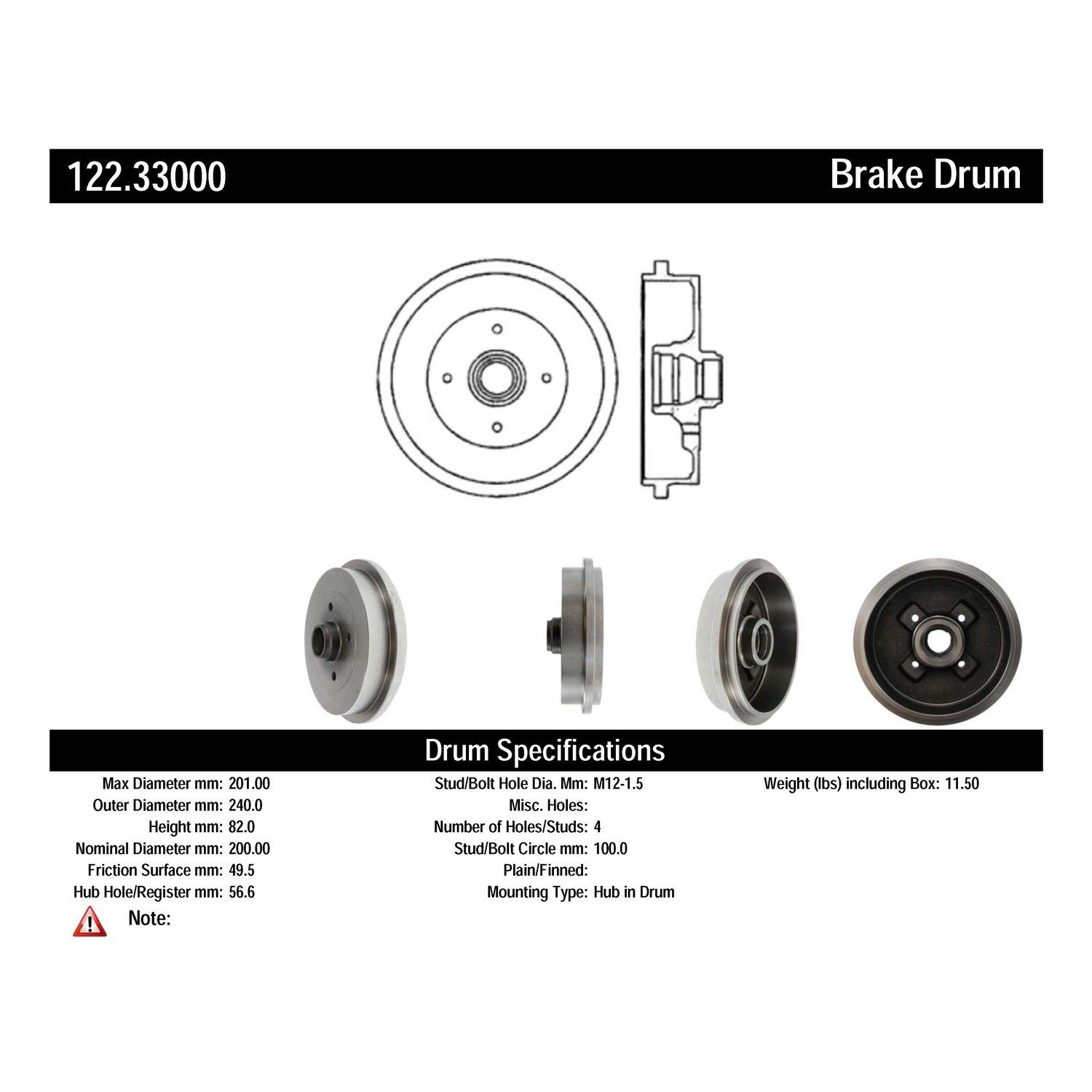 1979, 1978, 1977, 1976, 1975, 1974, 1973 Audi Fox Brake Drum