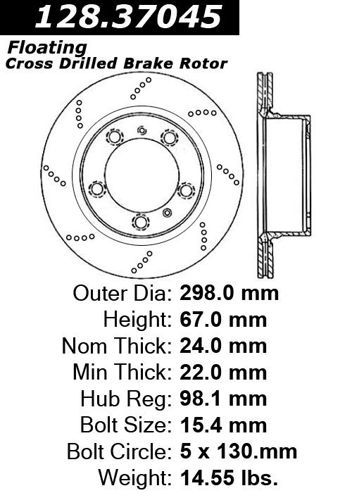 2008, 2007, 2006, 2005 Porsche Boxster Disc Brake Rotor