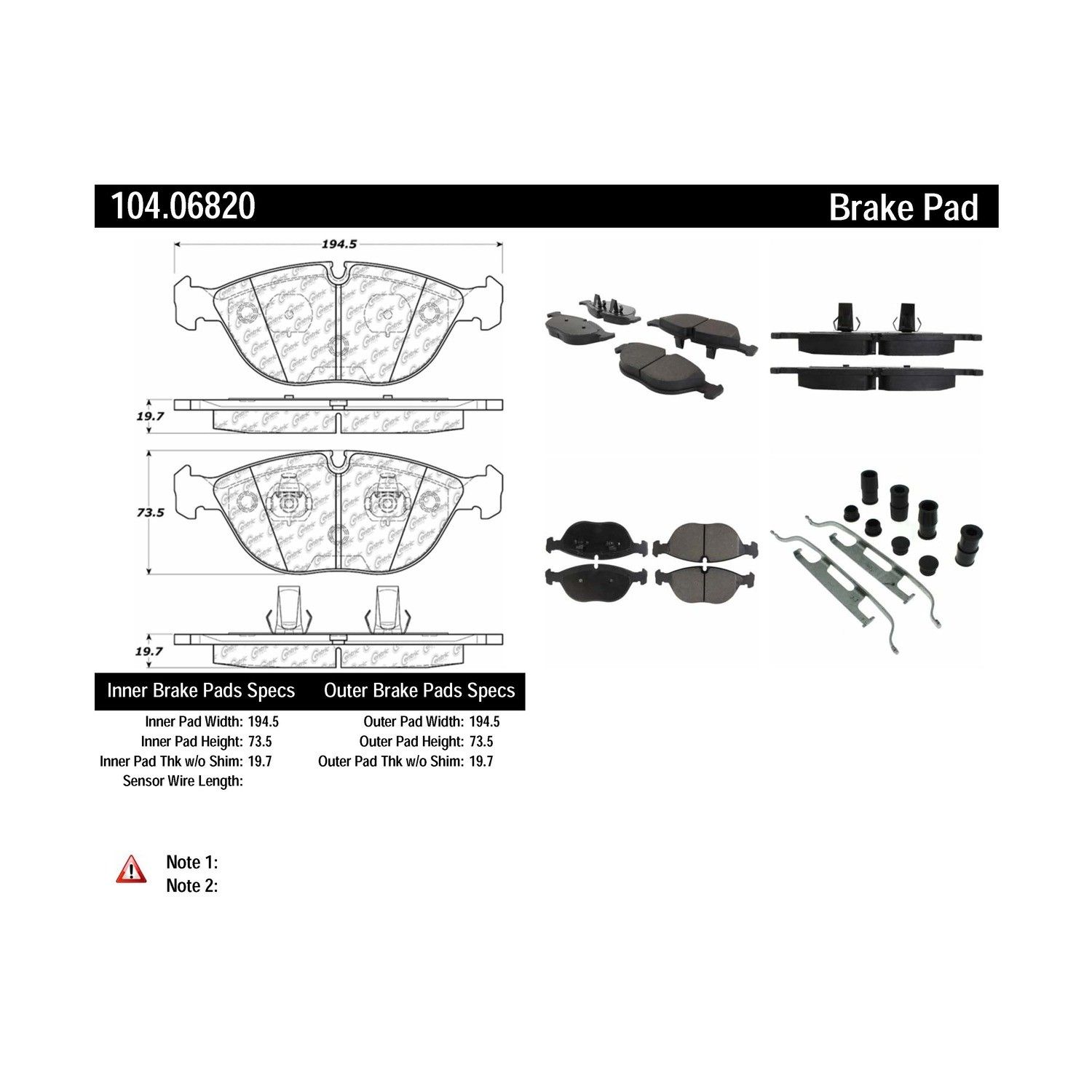 2006, 2005 Chrysler Crossfire Quattro Disc Brake Pad Set