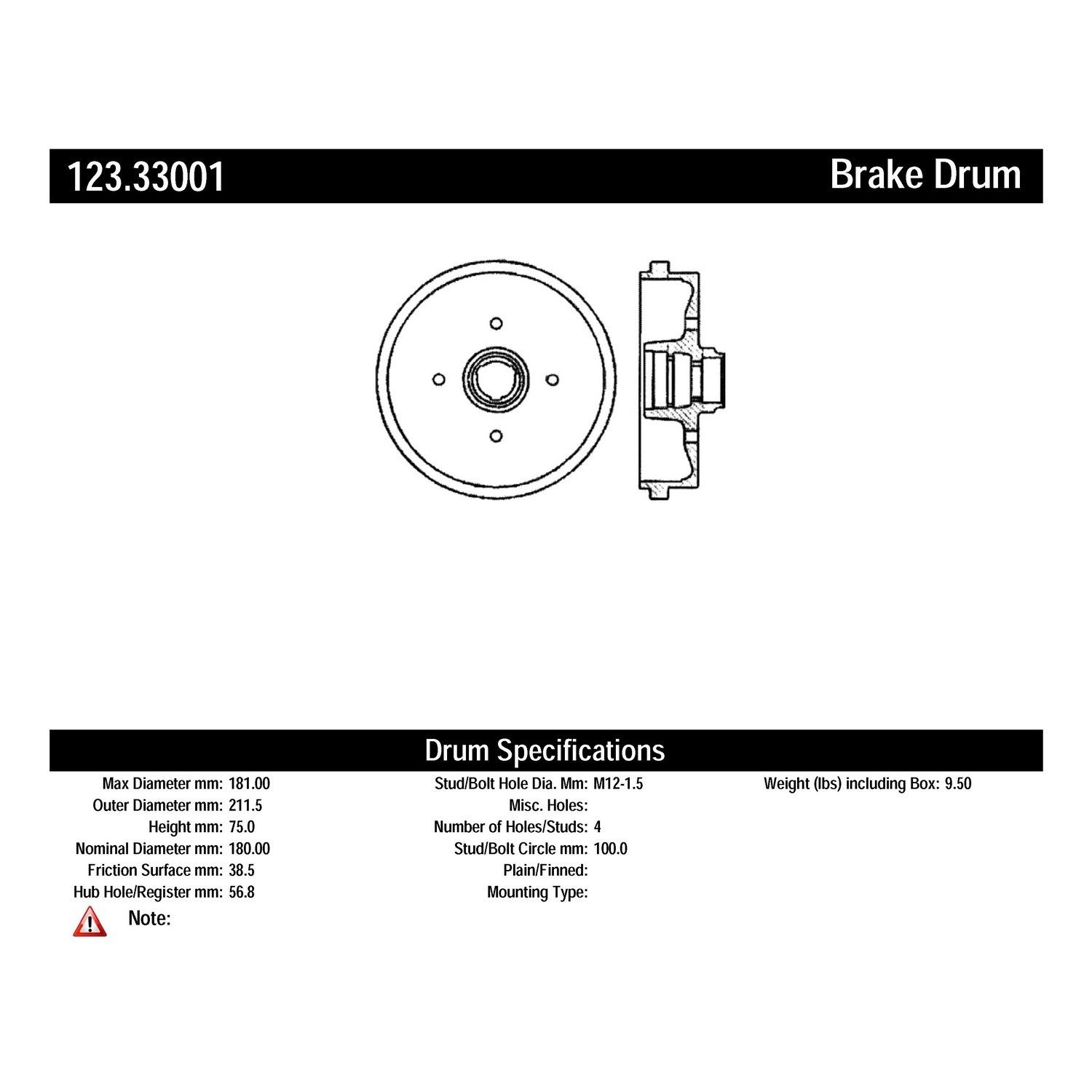 1984, 1983, 1982, 1981, 1980 Volkswagen Rabbit Convertible Brake Drum