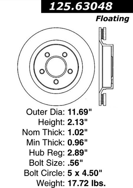 2004, 2003, 2002, 2001, 2000 Dodge Intrepid Disc Brake Rotor