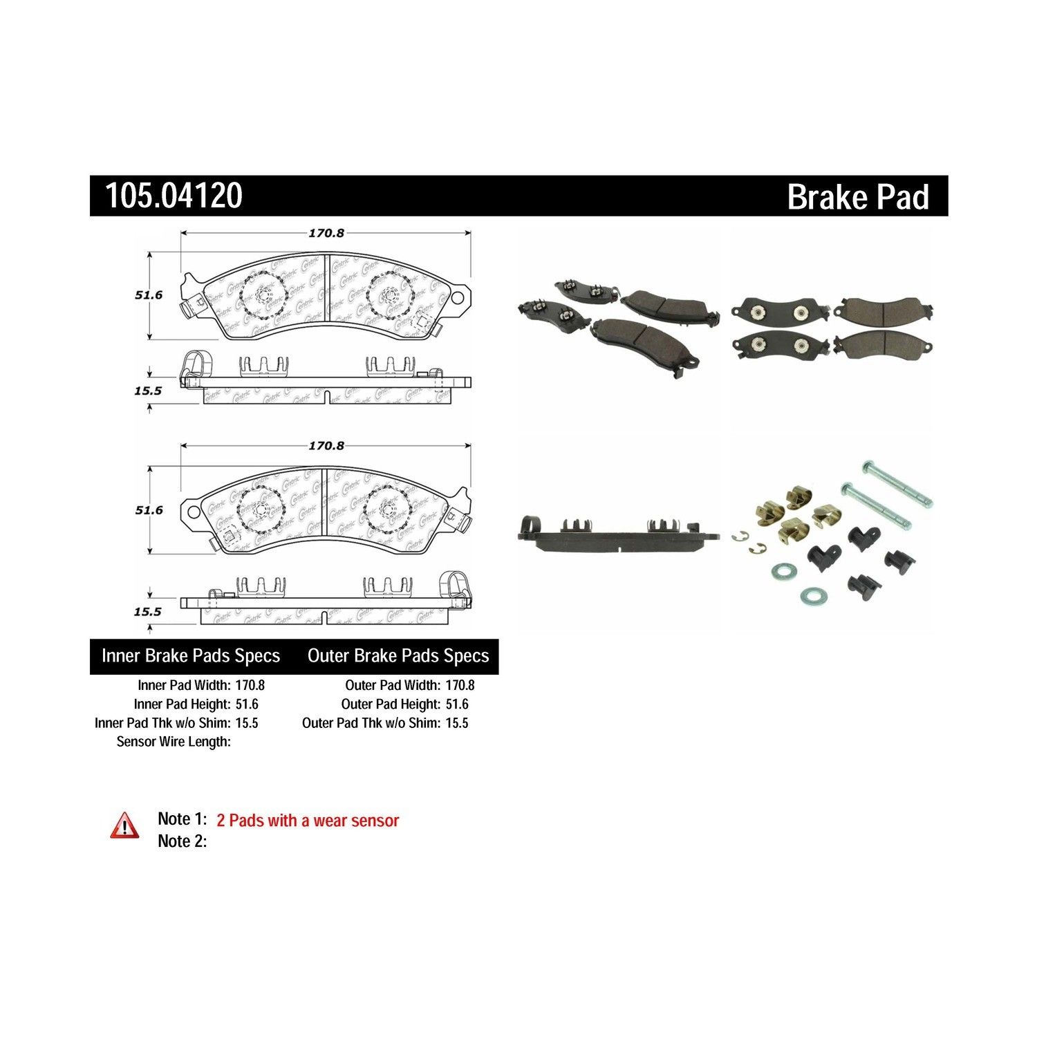 2004, 2003, 2002, 2001, 2000, 1999, 1998, 1997, 1996, 1995, 1994 Ford Mustang Disc Brake Pad Set