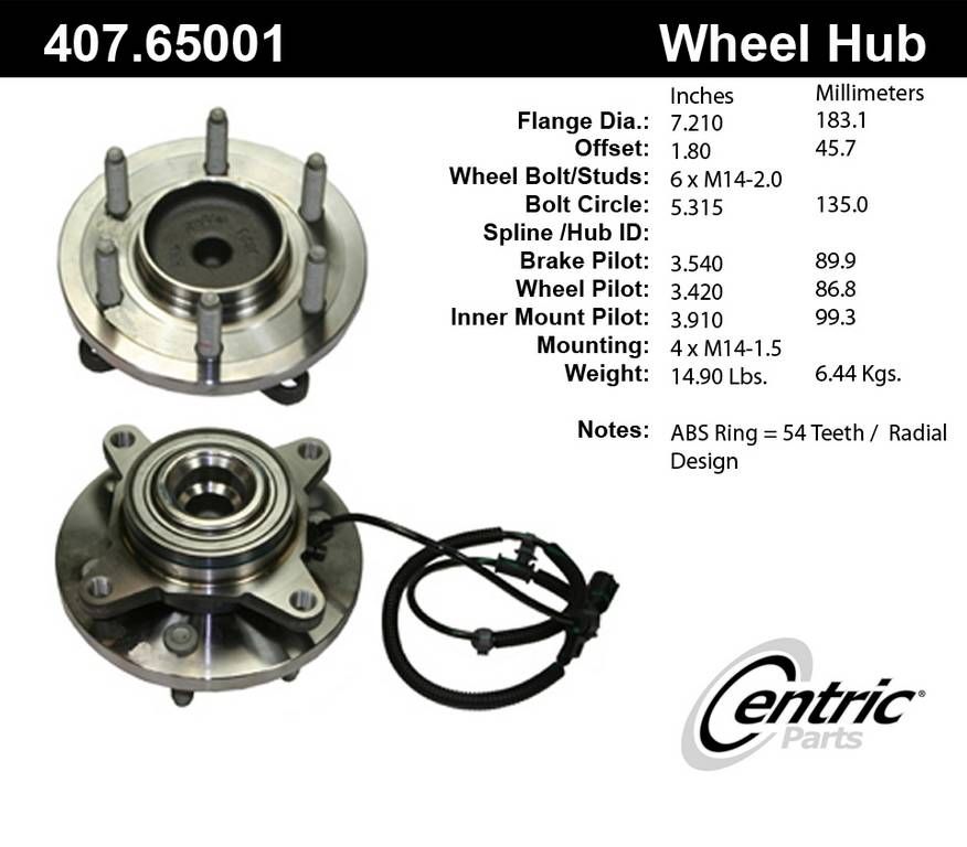 2010, 2009 Ford F-150 Wheel Bearing and Hub Assembly