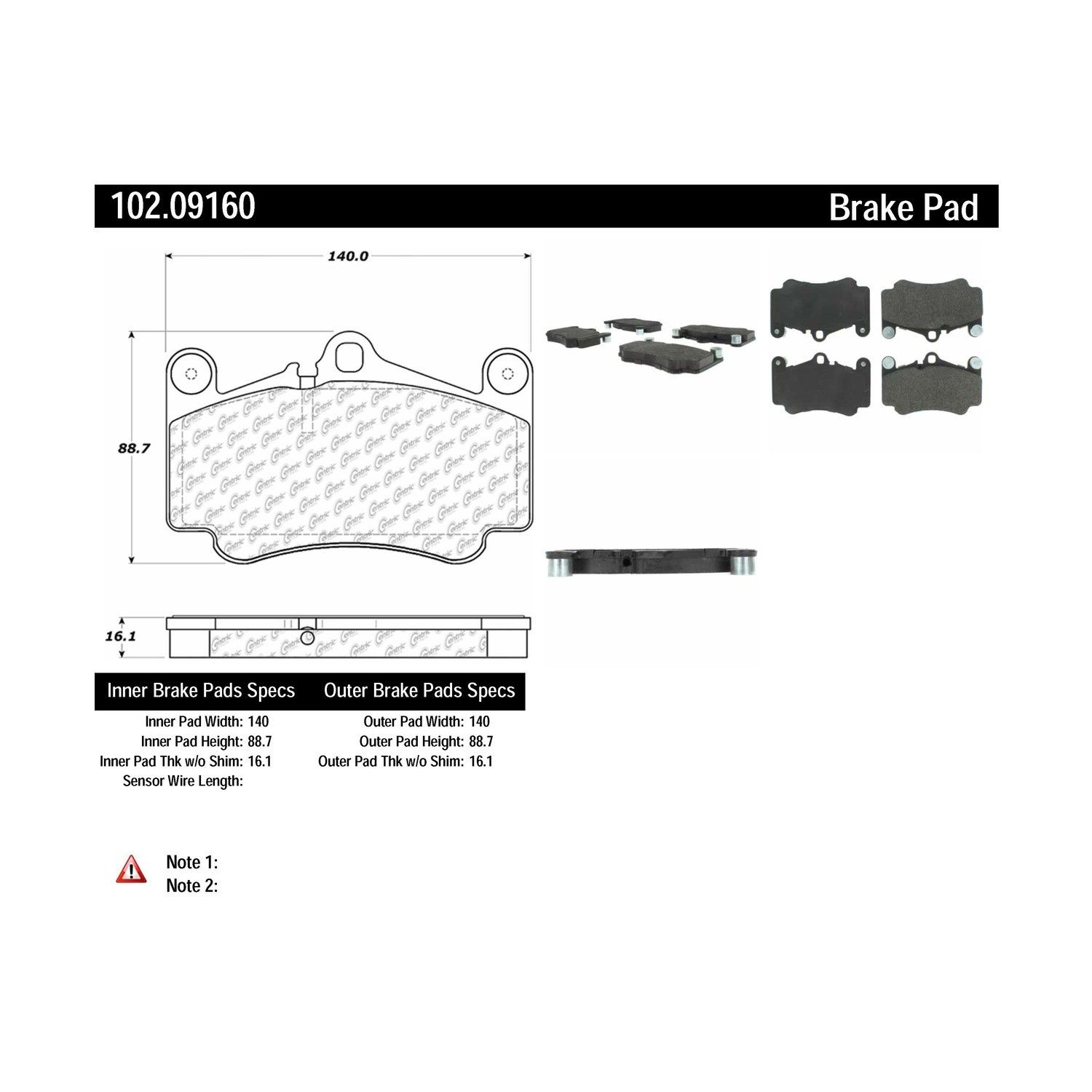 2012, 2011, 2010, 2009, 2008, 2007, 2006, 2005, 2004, 2003, 2002, 2001, 2000, 1999 Porsche 911 Disc Brake Pad Set