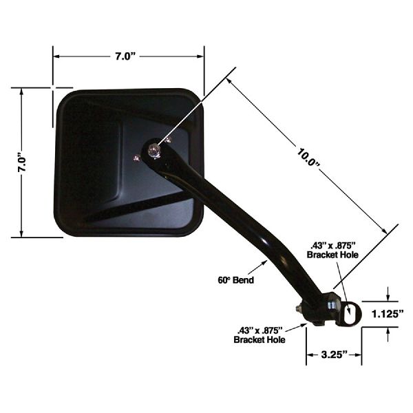 1987-1995 Jeep Wrangler Side/Door Mirror - Right (CIPA)