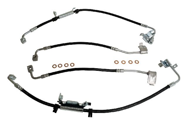 2011-2017 Jeep Wrangler Brake Hydraulic Hose Kit - Front and Rear (Crown Automotive)