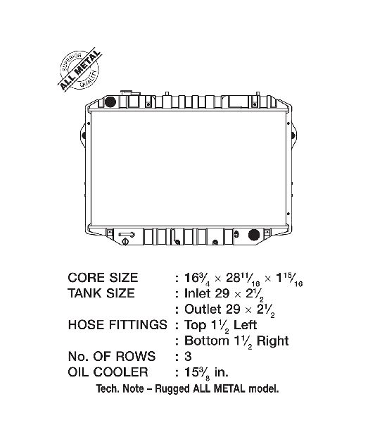 1988-1992 Toyota Land Cruiser Radiator -  or Center (CSF)
