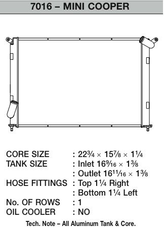 2002-2007 Mini Cooper Radiator -  or Center (CSF)