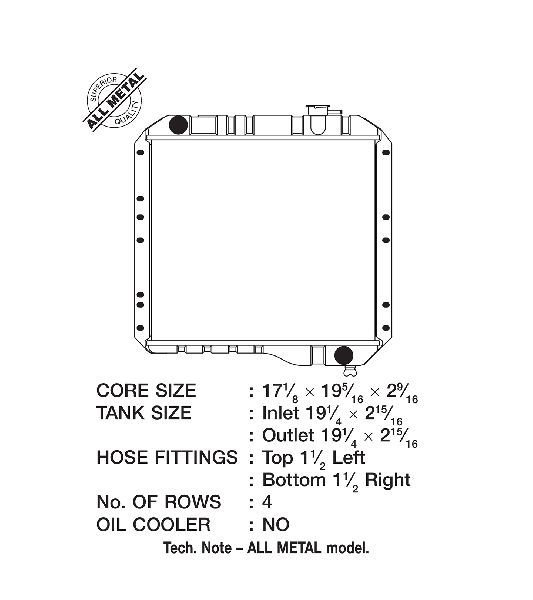 1970-1980 Toyota Land Cruiser Radiator -  or Center (CSF)