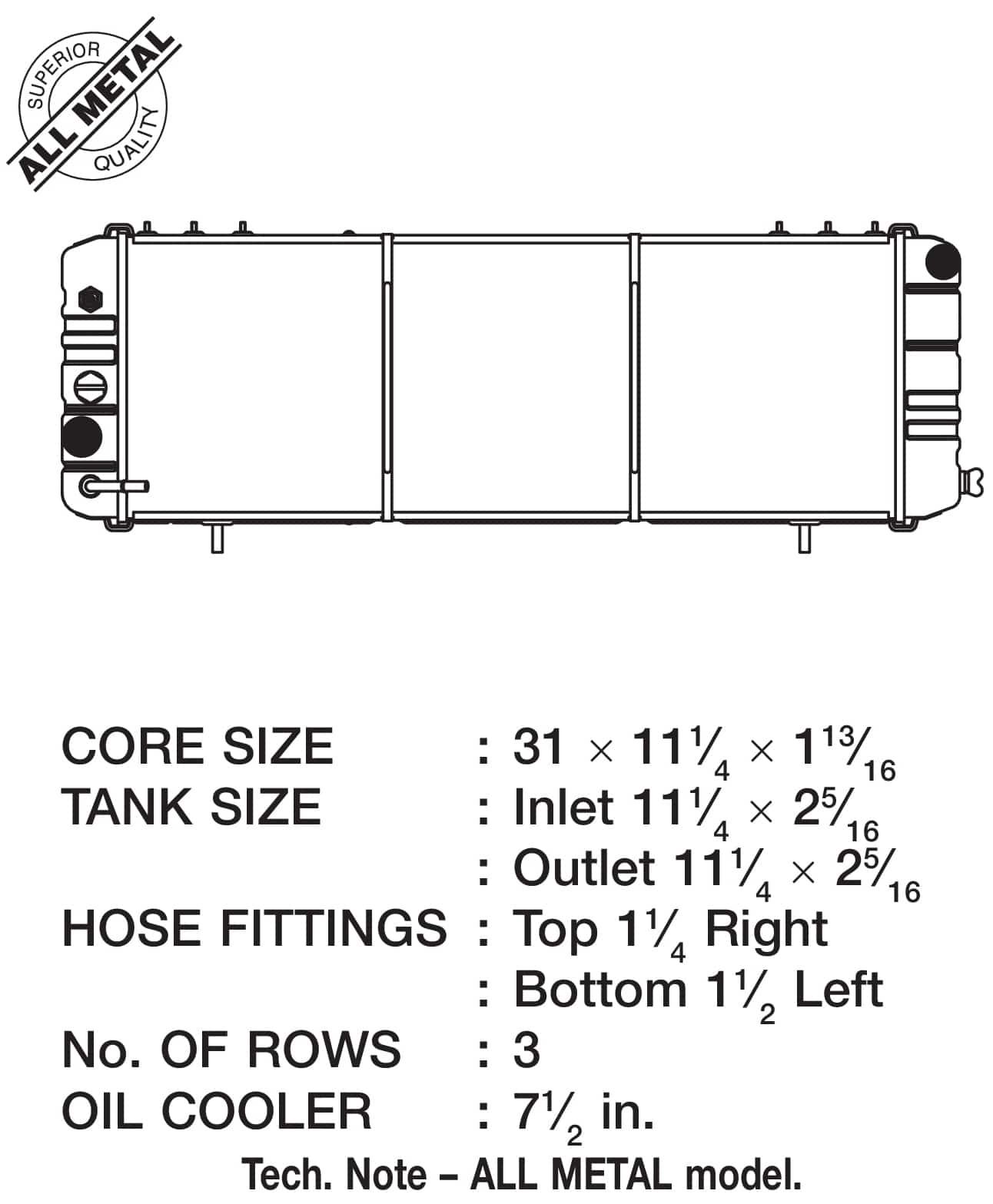 1990, 1989, 1988 Jeep Cherokee Radiator