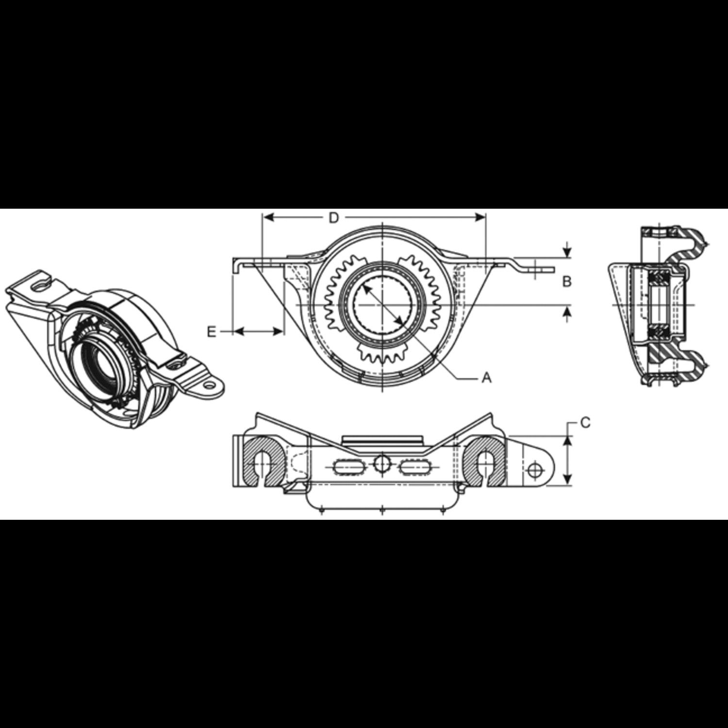 2007, 2006, 2005, 2004, 2003, 2002, 2001 Ford Escape Drive Shaft Center Support Bearing