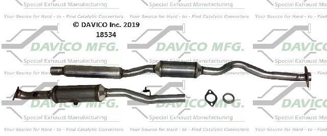 2012-2017 Mitsubishi Lancer Catalytic Converter - Center (Davico Converters)
