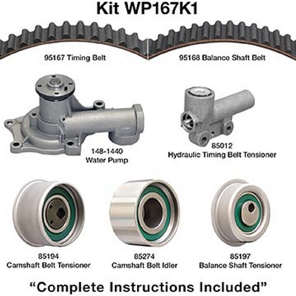 1990-1992 Plymouth Laser Engine Timing Belt Kit with Water Pump (Dayco)