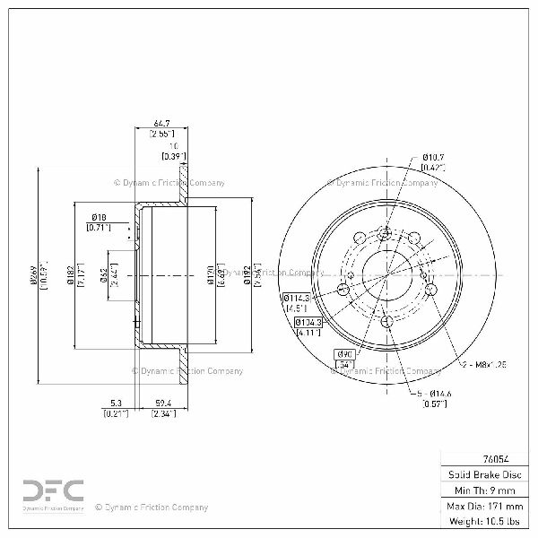 1997-2001 Lexus ES300 Disc Brake Rotor - Rear (Dynamic Friction)